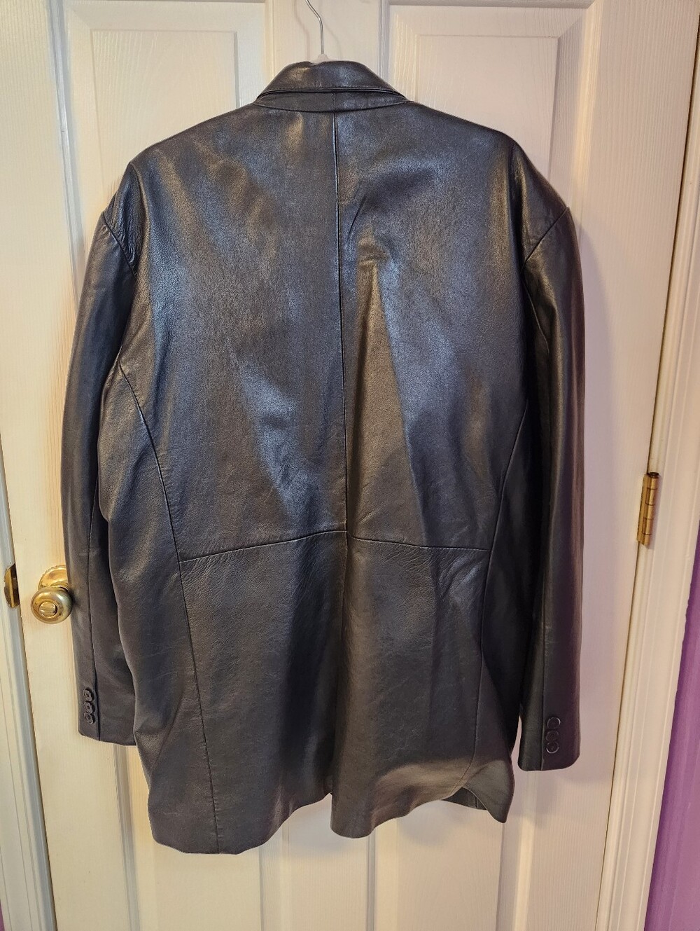 Men's Black Leather Vintage Blazer Jacket - Picture 2 of 13